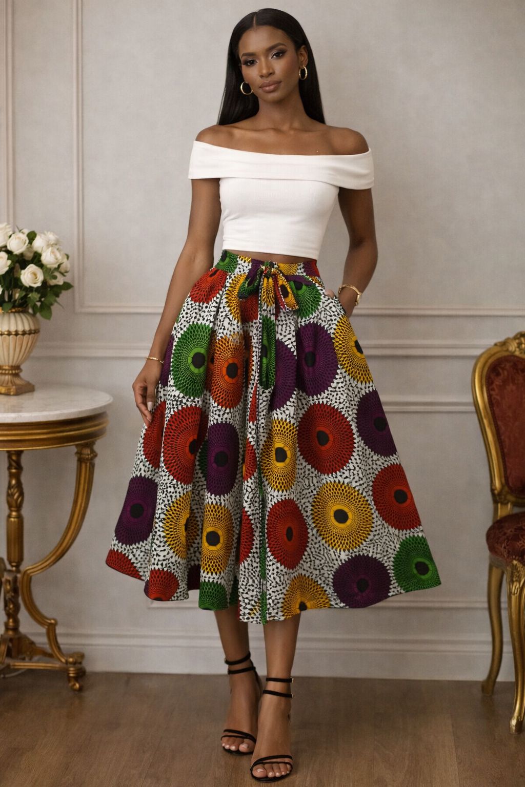 Midi Length Ankara Skirt