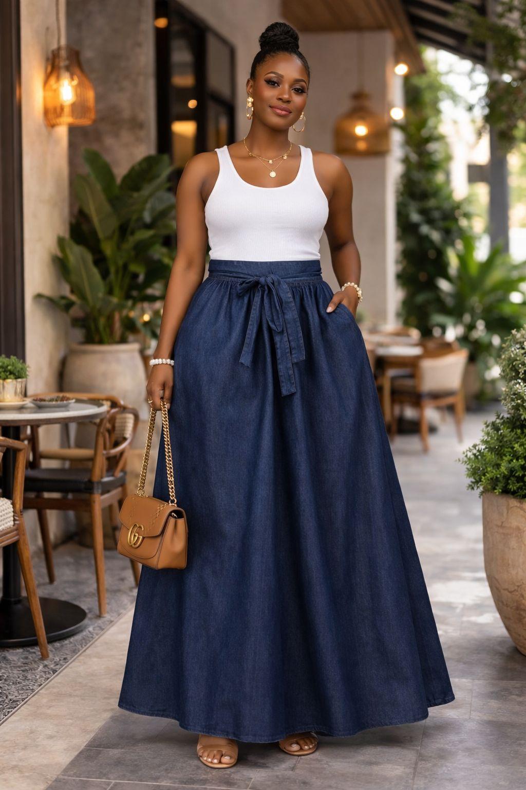 アパルトモン Denim Maxi Skirt Denim Maxi Skirt – Kavazi