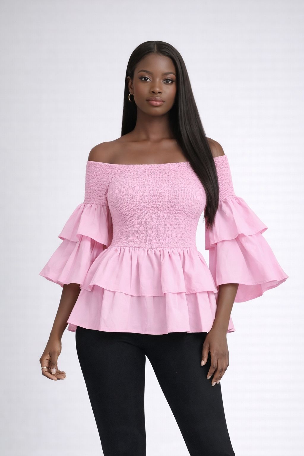 Solid Top With Bell Sleeves & Head Wrap