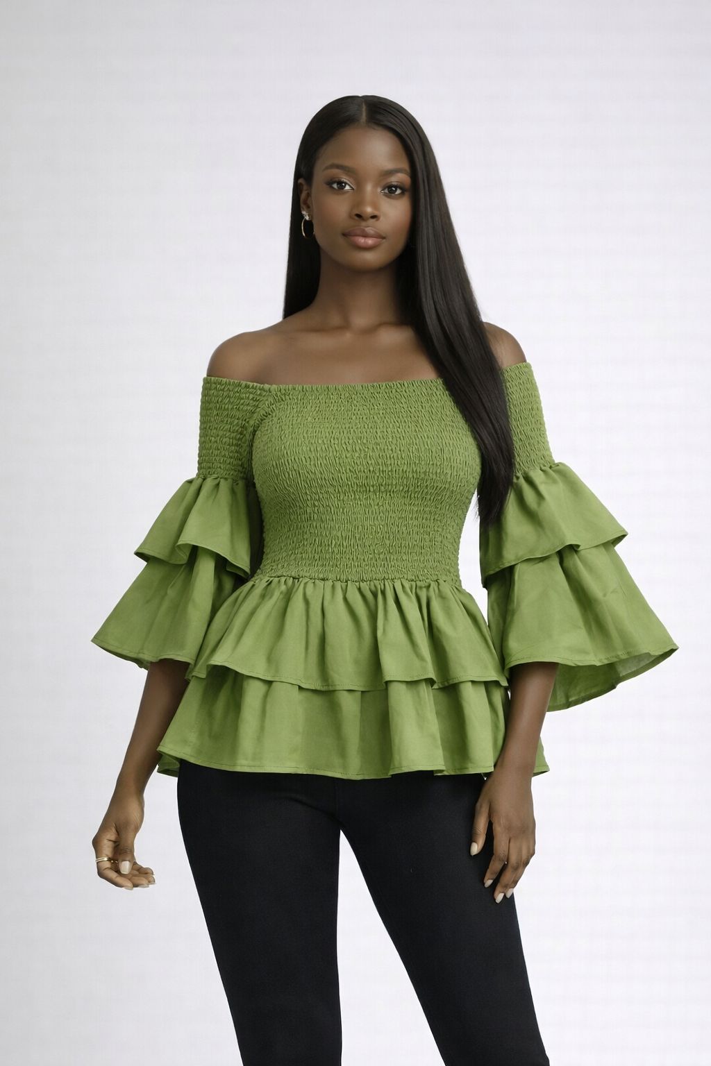Solid Top With Bell Sleeves & Head Wrap