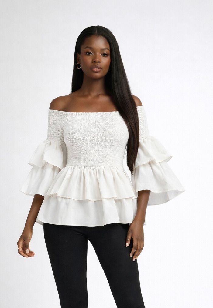 Solid Top With Bell Sleeves & Head Wrap