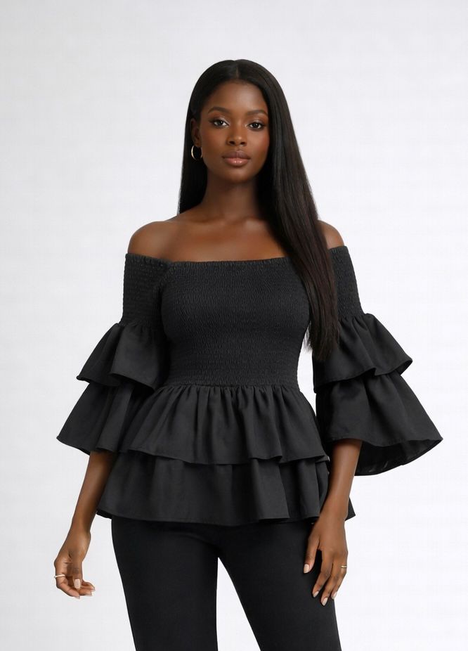 Solid Top With Bell Sleeves & Head Wrap