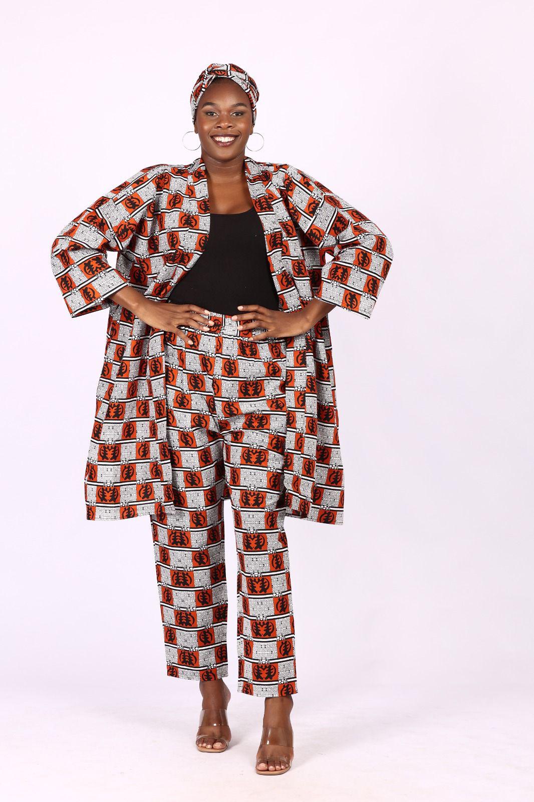 Long Kimono And Pant And Head Wrap