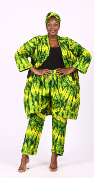 Long Kimono And Pant And Head Wrap