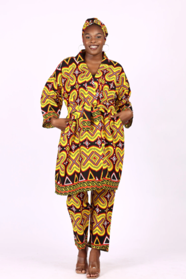 Long Kimono And Pant And Head Wrap