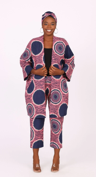 Long Kimono And Pant And Head Wrap