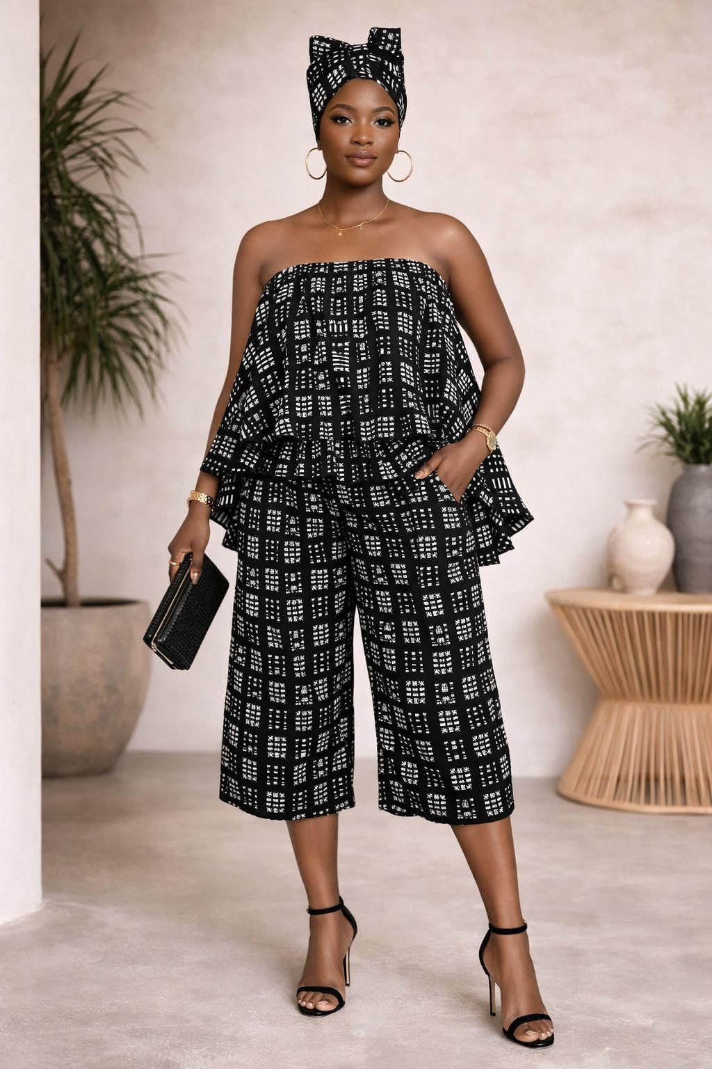 Tube Top With Capri And Head Wrap