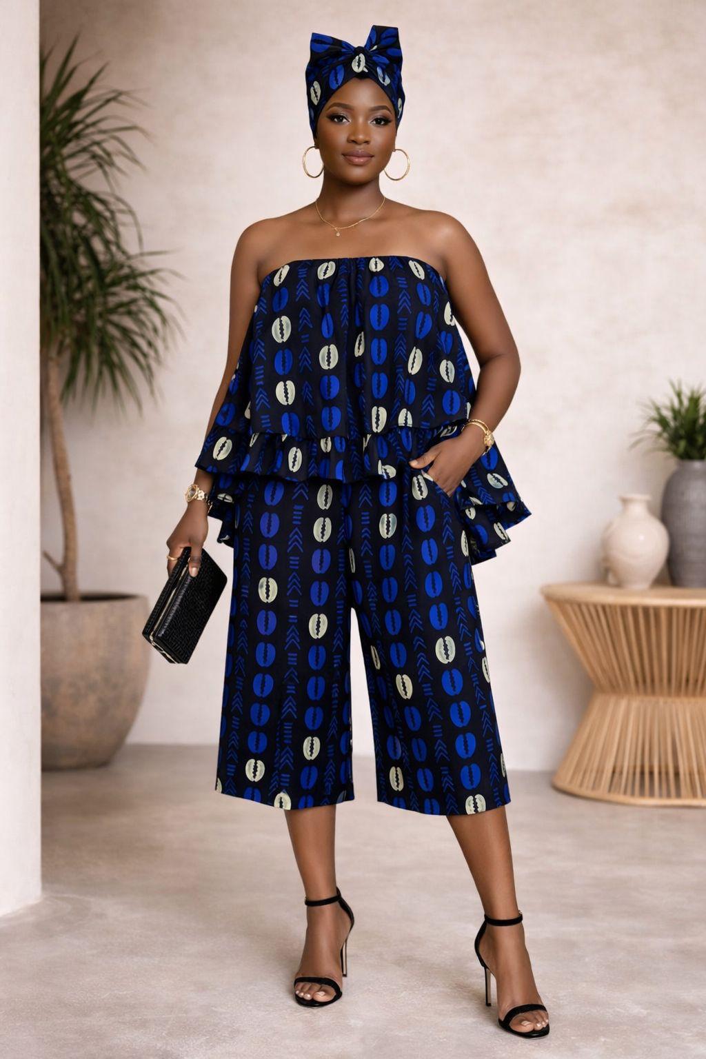 Tube Top With Capri And Head Wrap