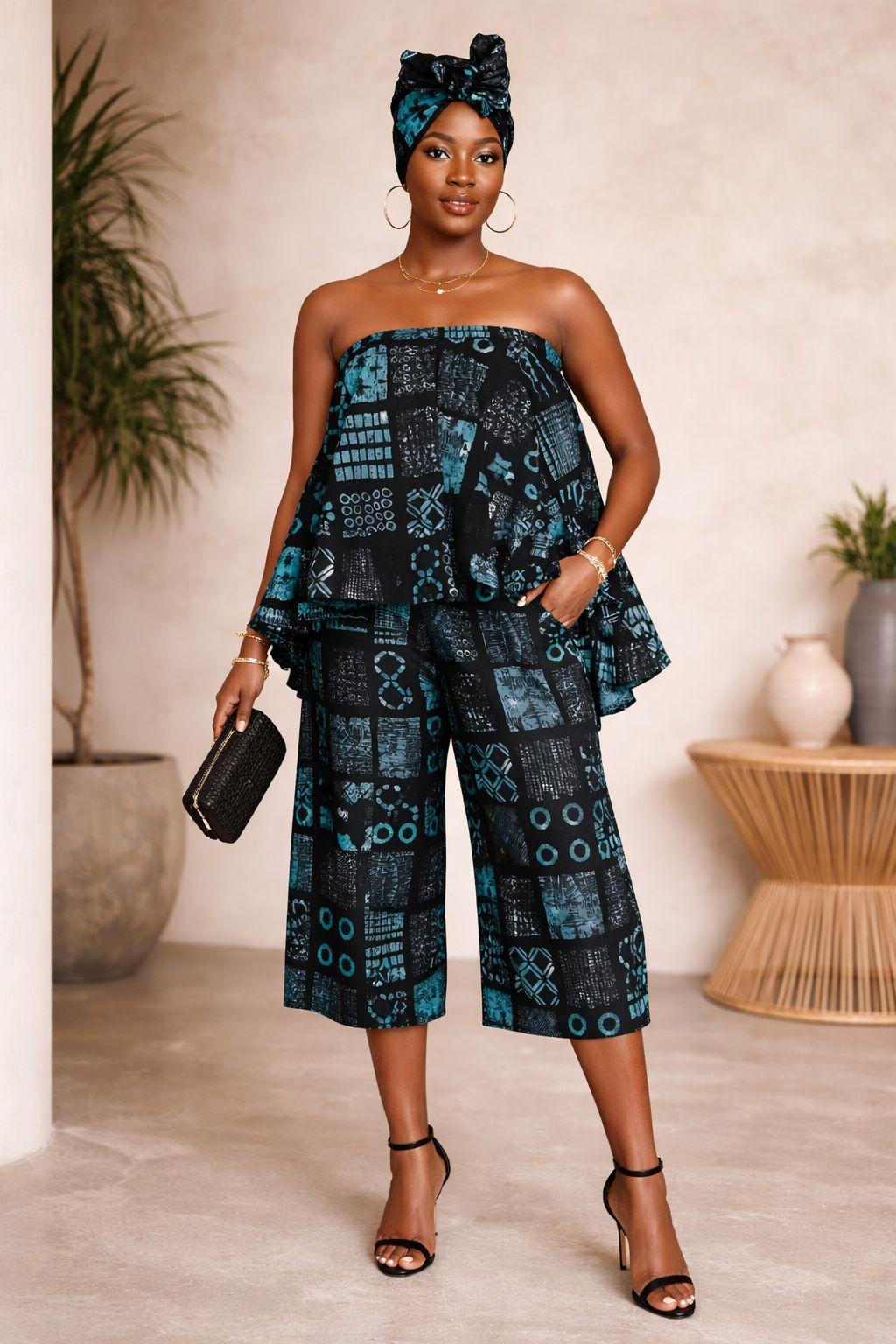 Tube Top With Capri And Head Wrap