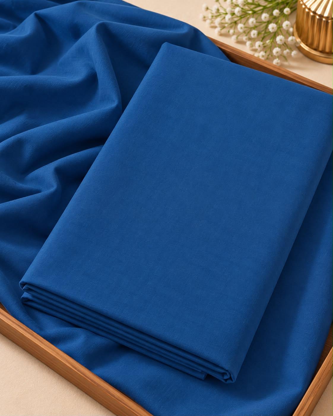Sapphire Blue Solid Cotton Fabric – 6-Yard Piece