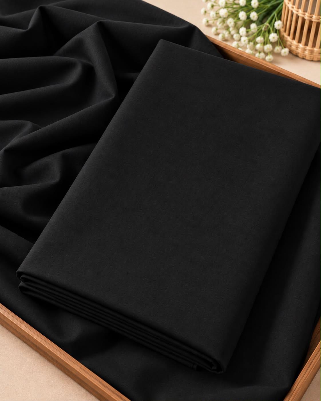 Midnight Black Solid Cotton Fabric – 6-Yard Piece