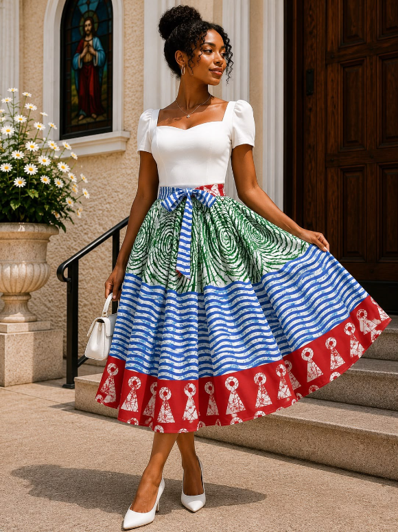 Midi Length Ankara Skirt
