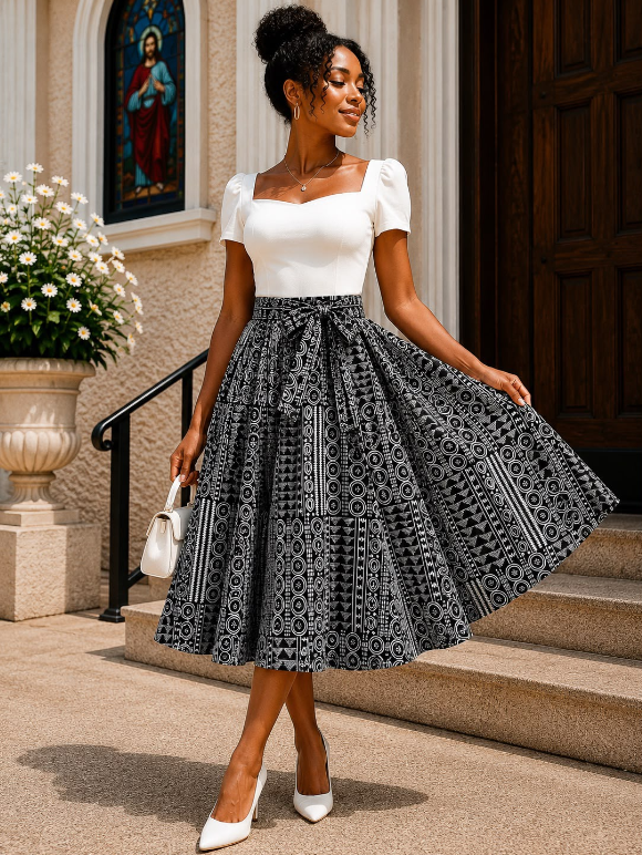 Midi Length Ankara Skirt