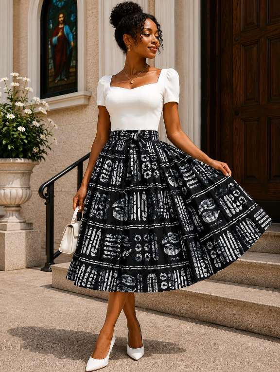 Midi Length Ankara Skirt