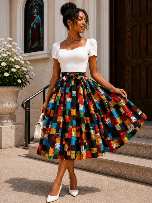 Midi Length Ankara Skirt