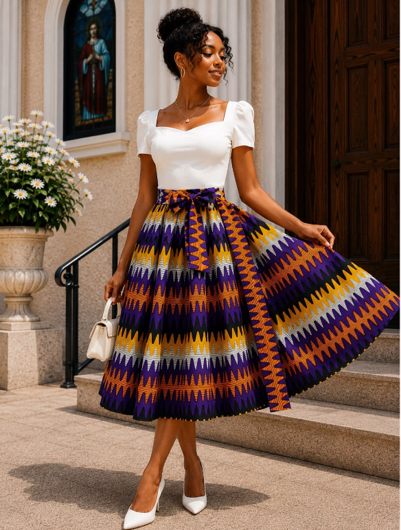 Midi Length Ankara Skirt