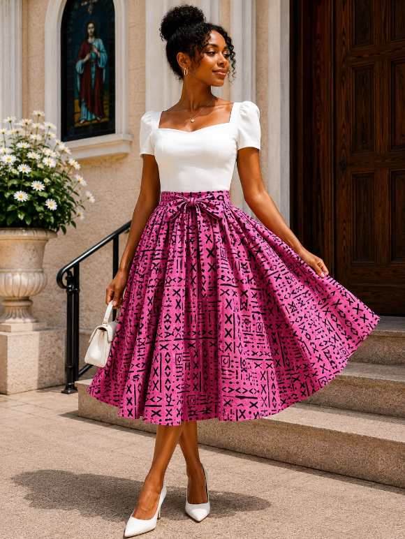 Midi Length Ankara Skirt