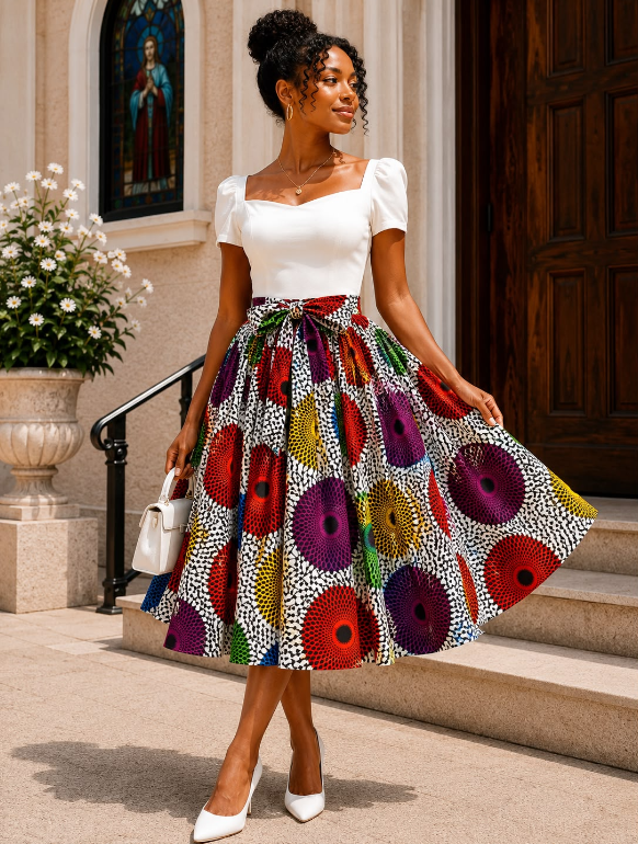 Midi Length Ankara Skirt