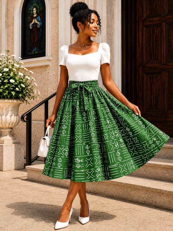 Midi Length Ankara Skirt