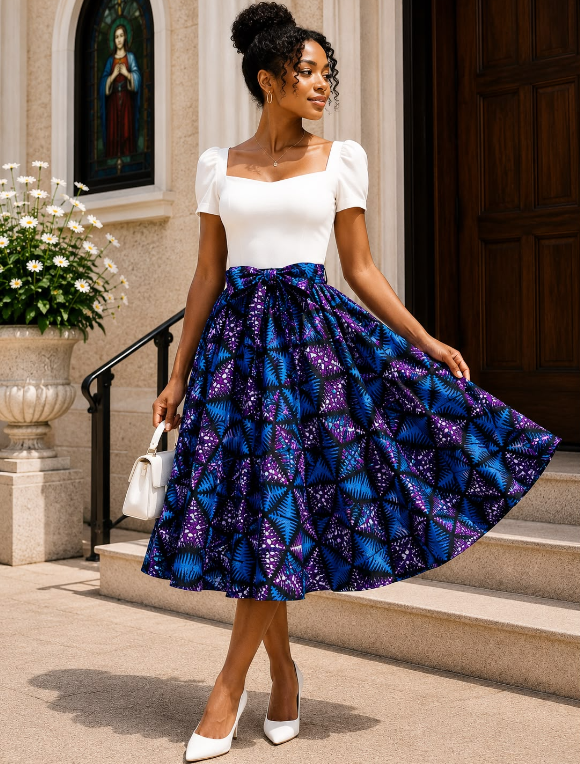 Midi Length Ankara Skirt