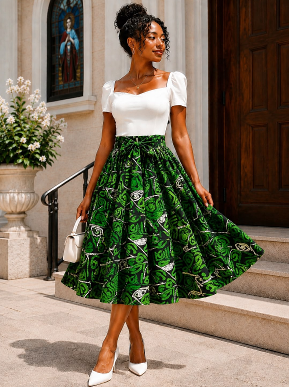 Midi Length Ankara Skirt