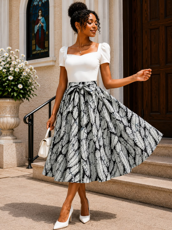 Midi Length Ankara Skirt