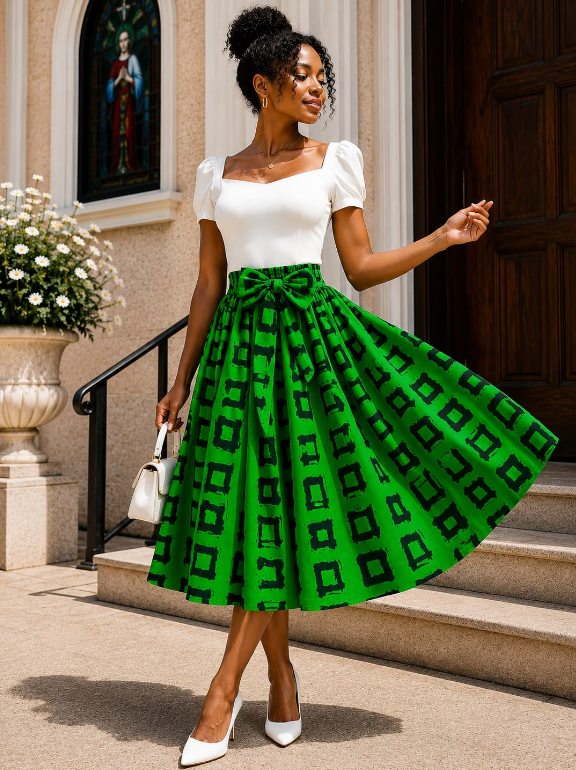Midi Length Ankara Skirt