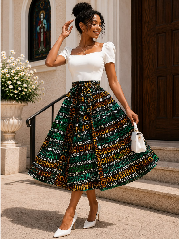Midi Length Ankara Skirt