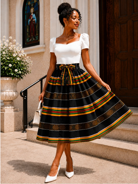 Midi Length Ankara Skirt