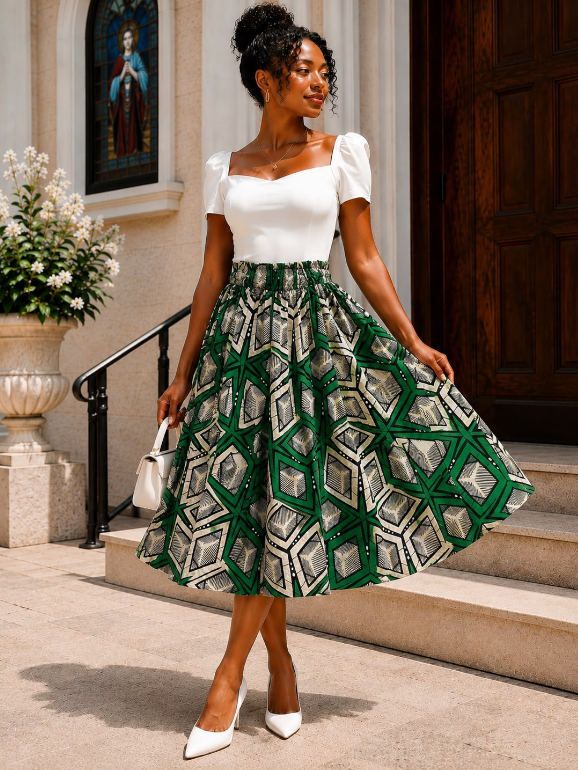Midi Length Ankara Skirt