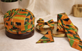 Kente Bow Tie, Pocket Square, Necktie Set, And Kufi Hat - 4 Pc Set