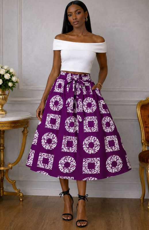 Midi Length Ankara Skirt