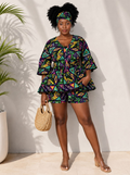 Top And Short Set With Head Wrap