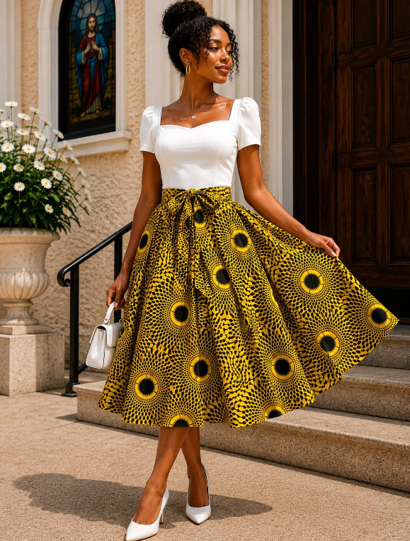 Midi Length Ankara Skirt