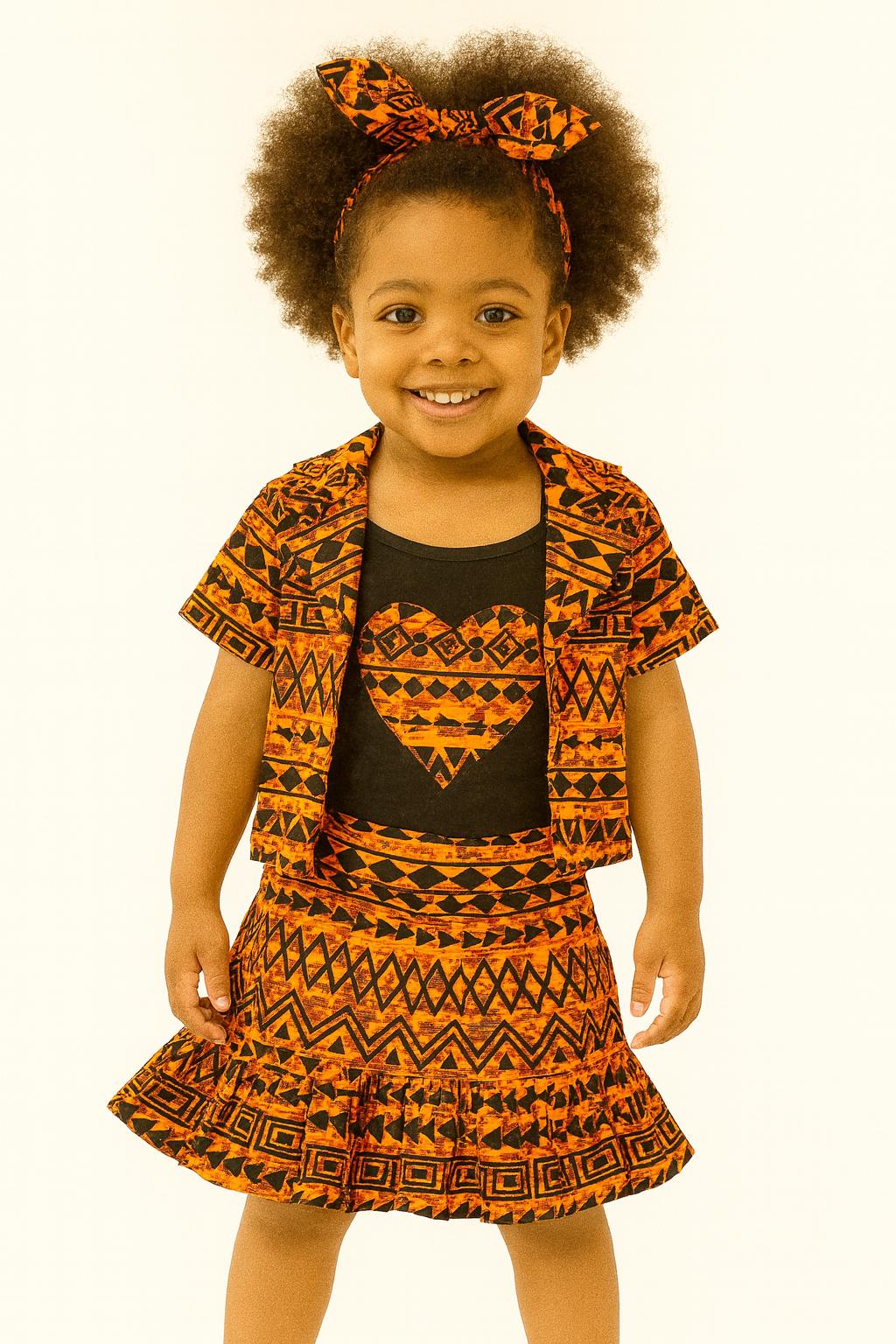 Girls 4 Pc Set (Skirt, Jacket, Top And Head Band)