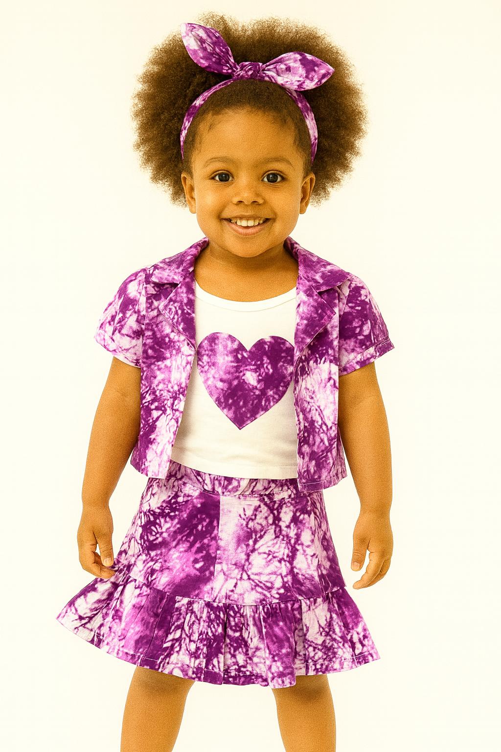 Girls 4 Pc Set (Skirt, Jacket, Top And Head Band)