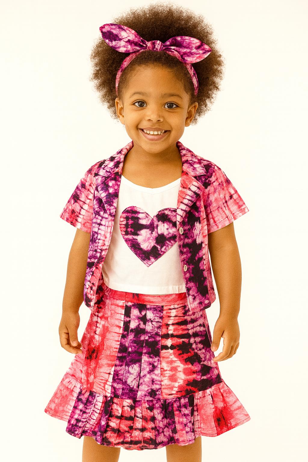 Girls 4 Pc Set (Skirt, Jacket, Top And Head Band)
