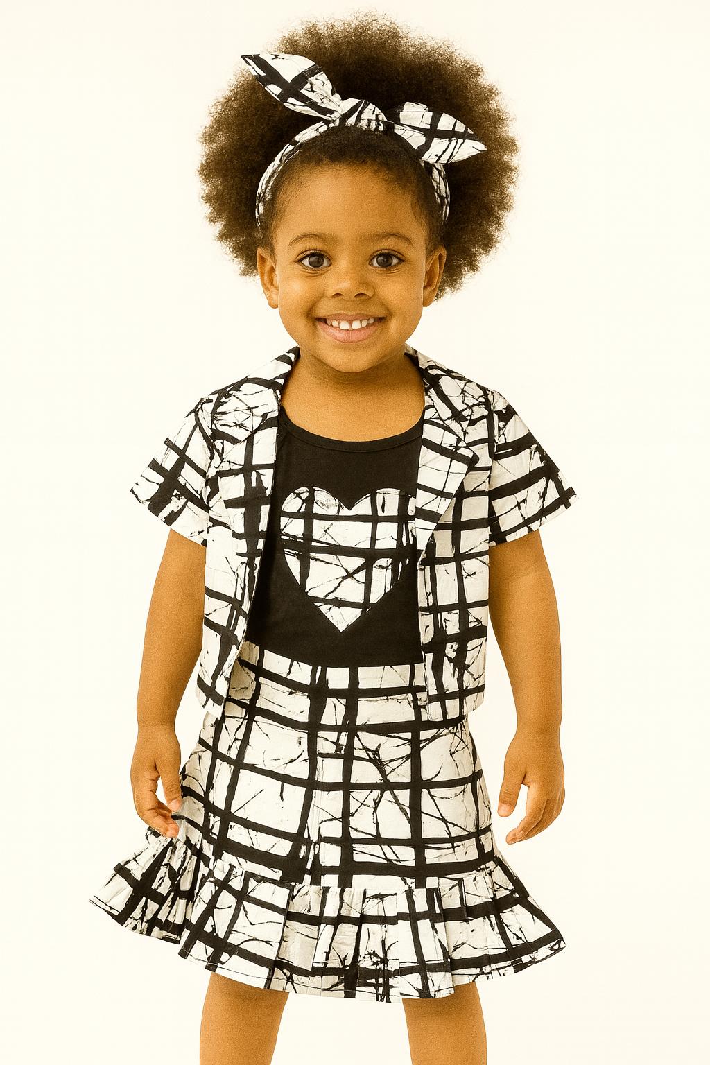 Girls 4 Pc Set (Skirt, Jacket, Top And Head Band)