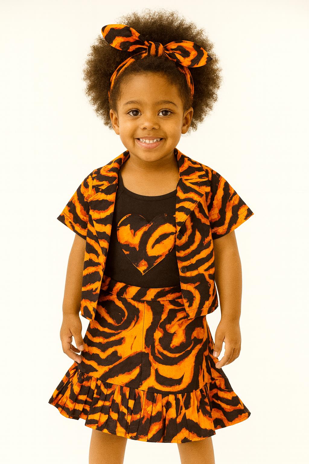 Girls 4 Pc Set (Skirt, Jacket, Top And Head Band)