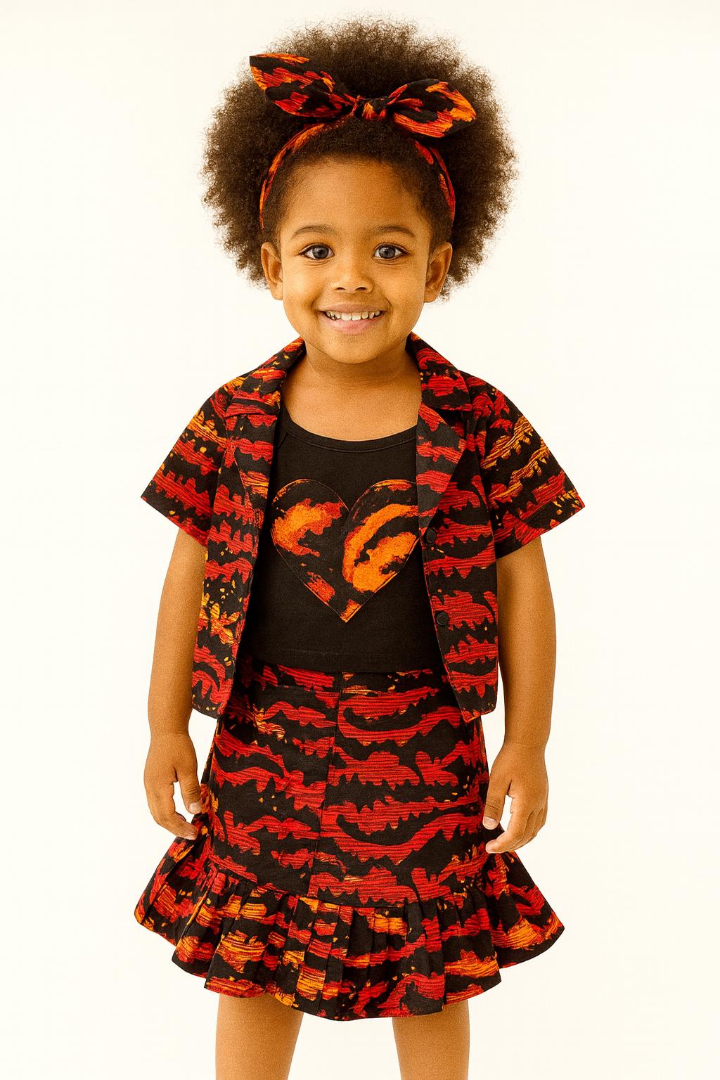 Girls 4 Pc Set (Skirt, Jacket, Top And Head Band)