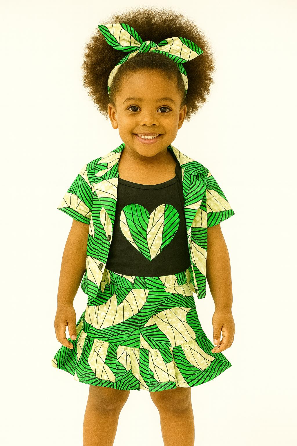 Girls 4 Pc Set (Skirt, Jacket, Top And Head Band)