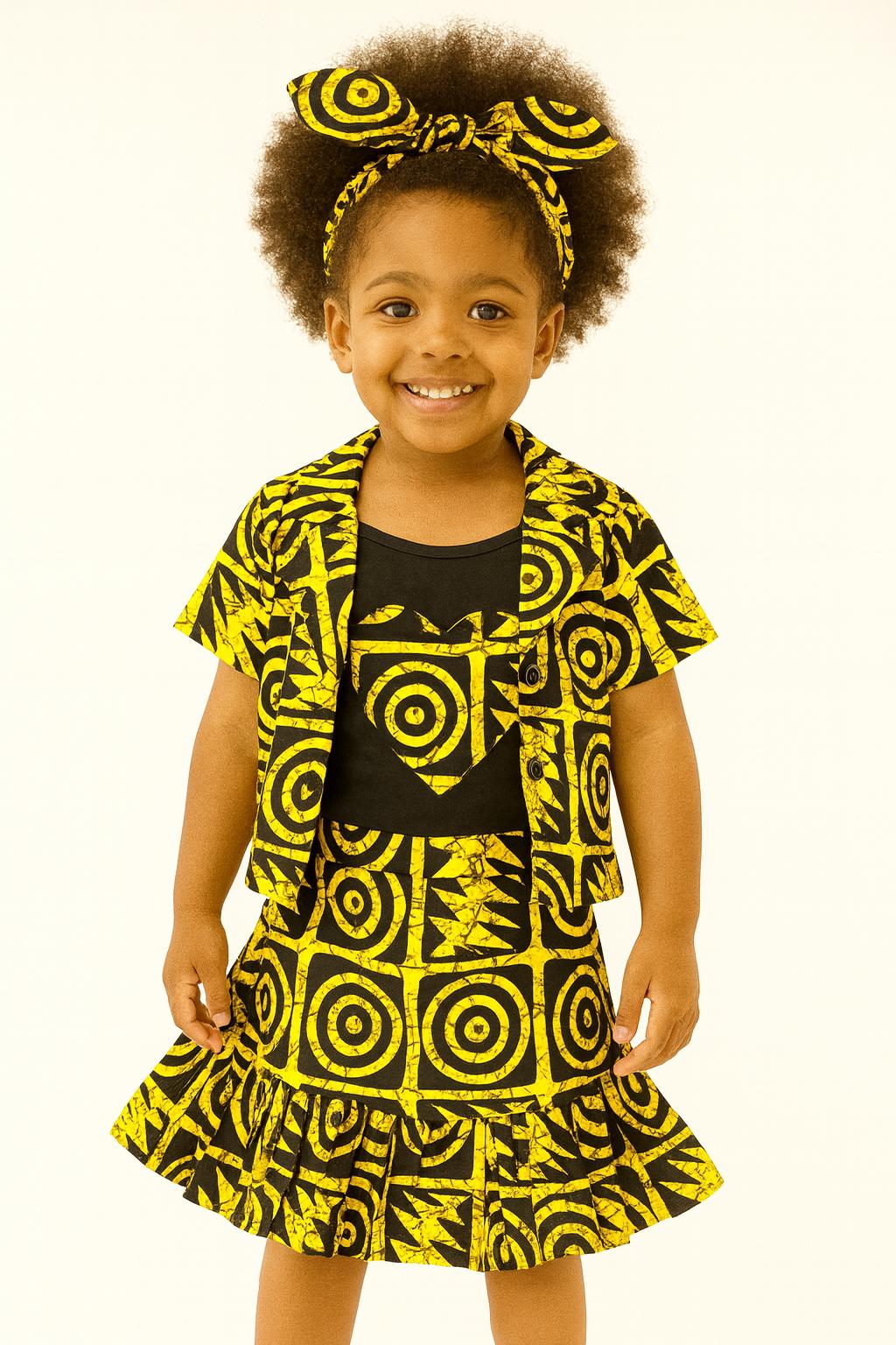Girls 4 Pc Set (Skirt, Jacket, Top And Head Band)