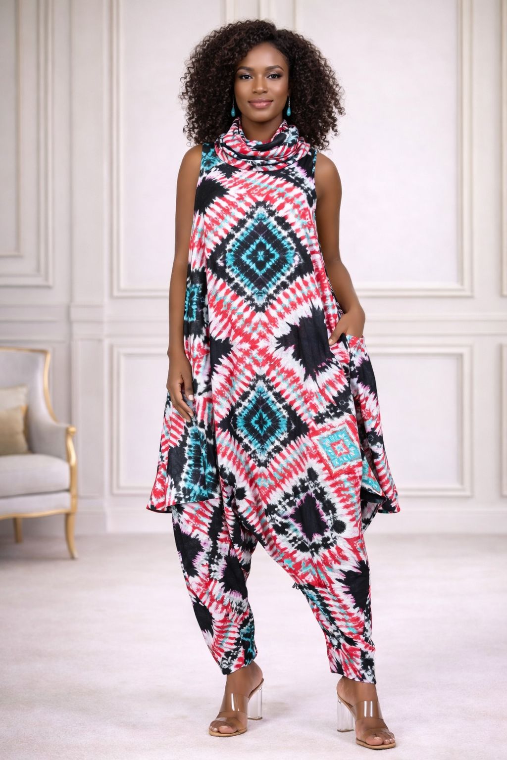 Zipneck Poncho With Head Wrap  - Free Size