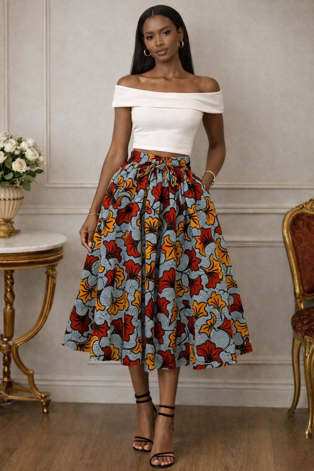 Midi Length Ankara Skirt
