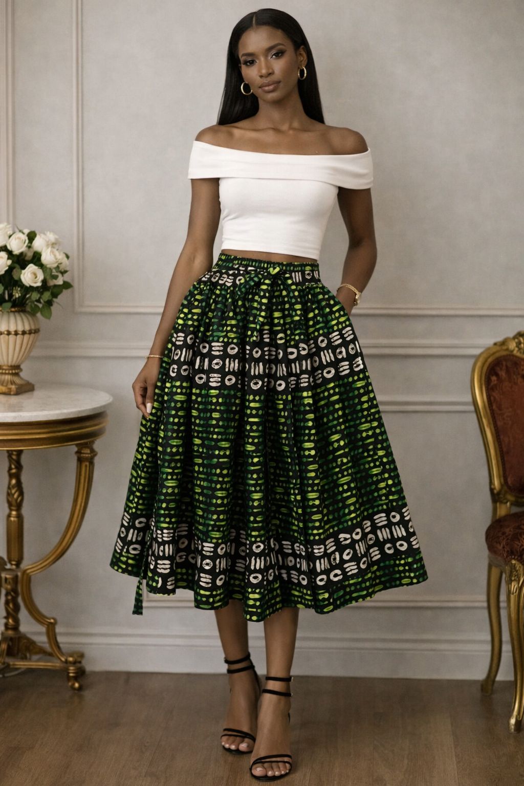 Midi Length Ankara Skirt