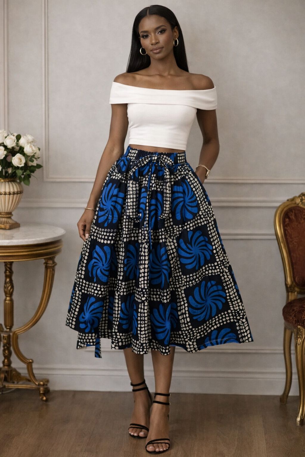 Midi Length Ankara Skirt