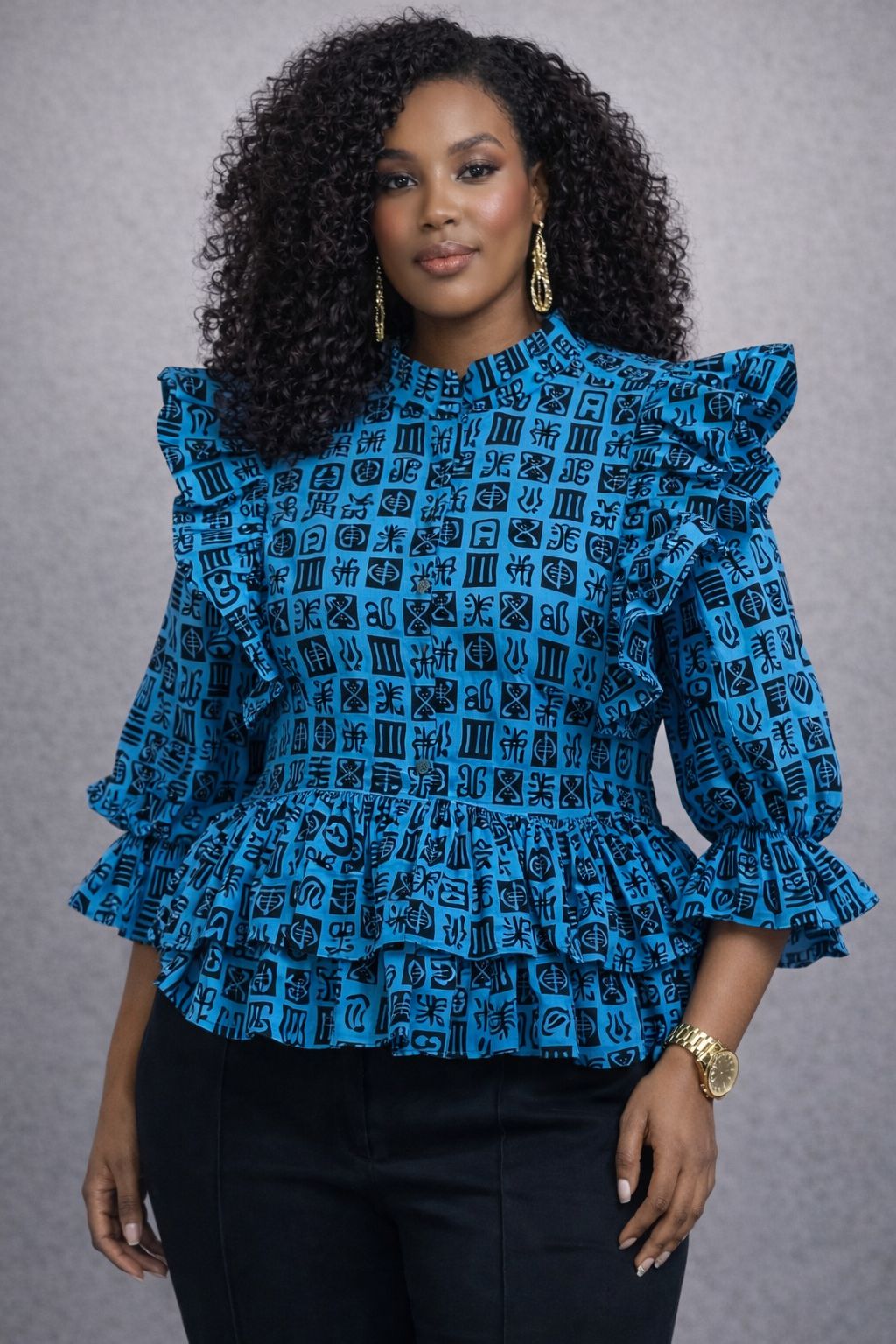 KVZ810- WOMEN ANKARA BOSS LADY TOP