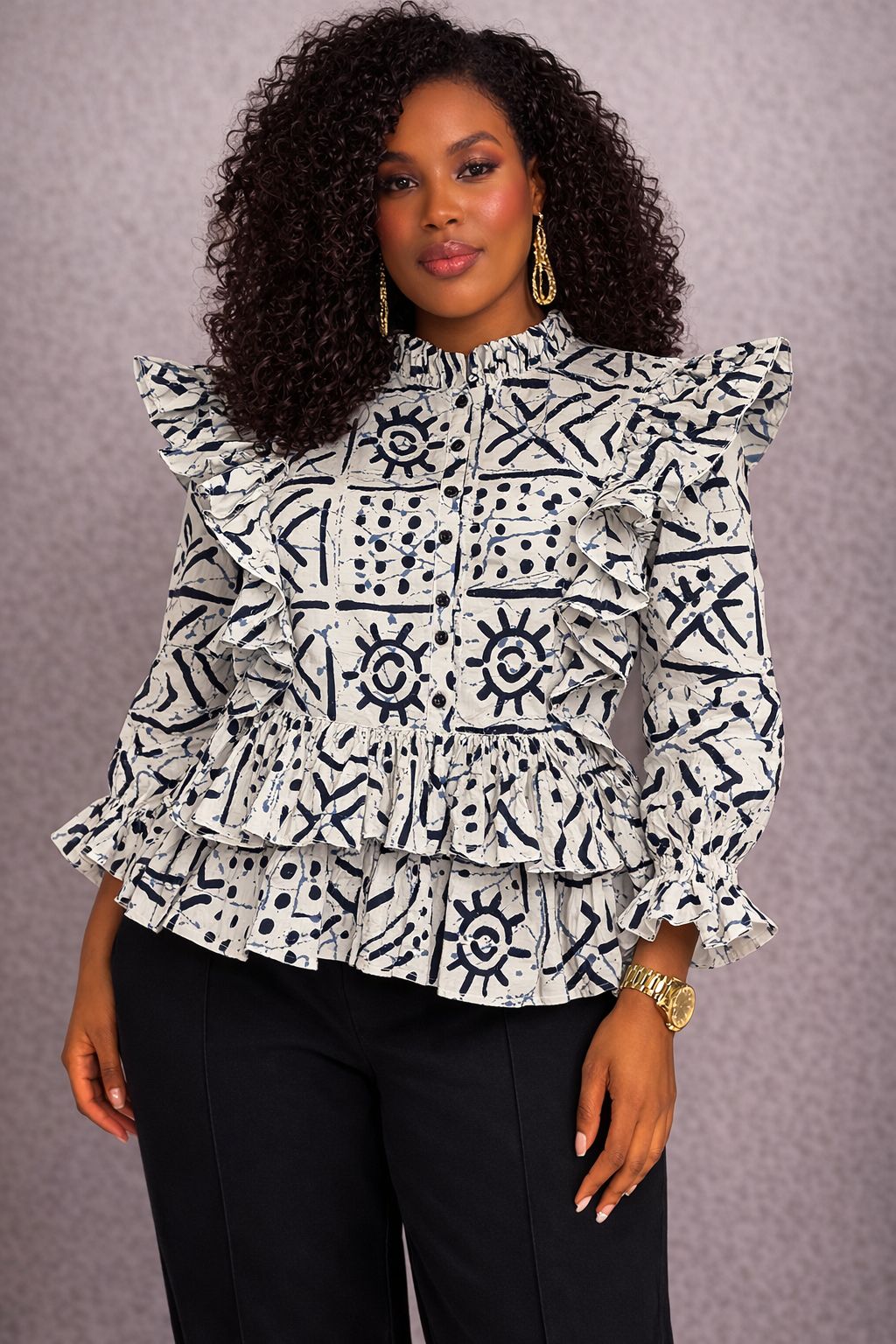 KVZ810- WOMEN ANKARA BOSS LADY TOP
