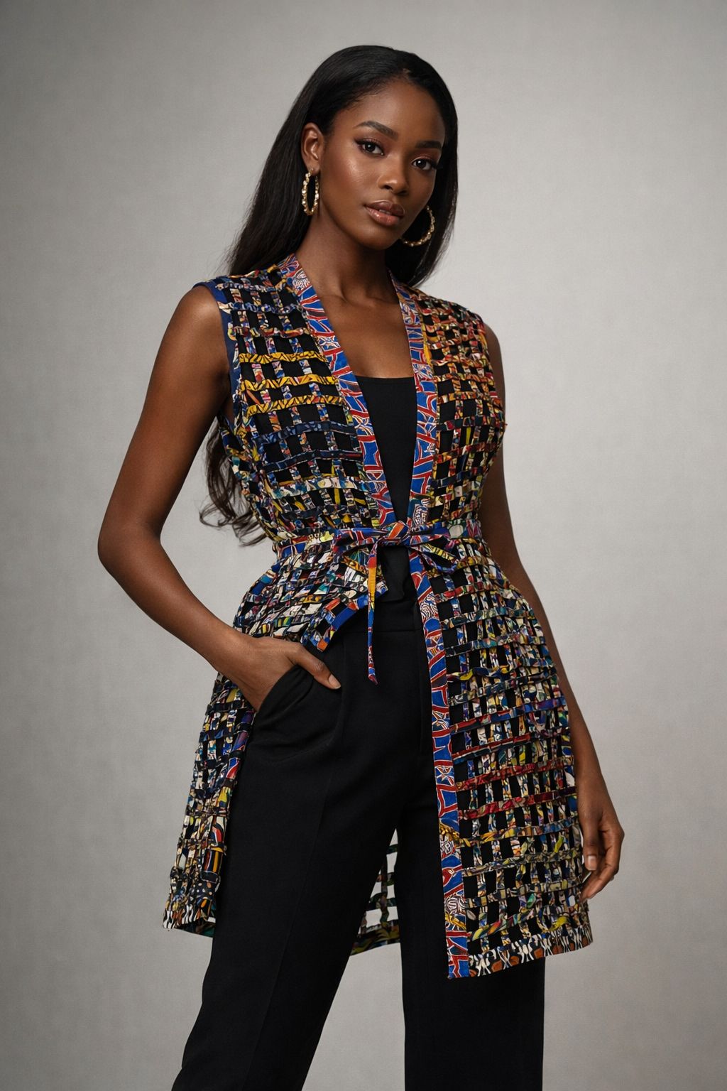 PATCHWORK AFRICAN PRINT VEST