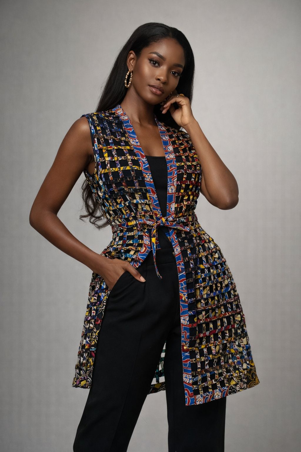 PATCHWORK AFRICAN PRINT VEST